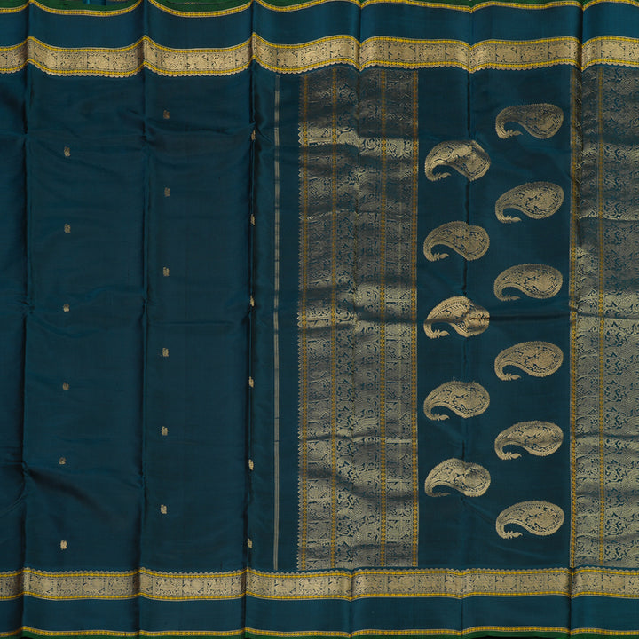 Hayagrivas Handloom Peacock Green Kanjivaram Silk Saree KBE2174A2-6