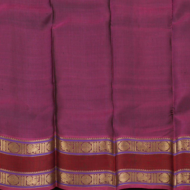 Hayagrivas Handloom Elephant Grey Kanjivaram Silk Saree with Magenta Border KBE2174A3-1