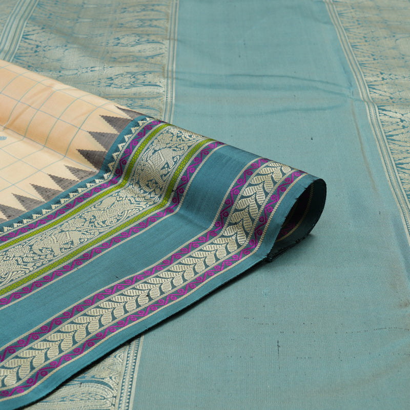 Hayagrivas Handloom Sandal Kanjivaram Silk Saree with Bluish-Grey Border KBE2174A5-1