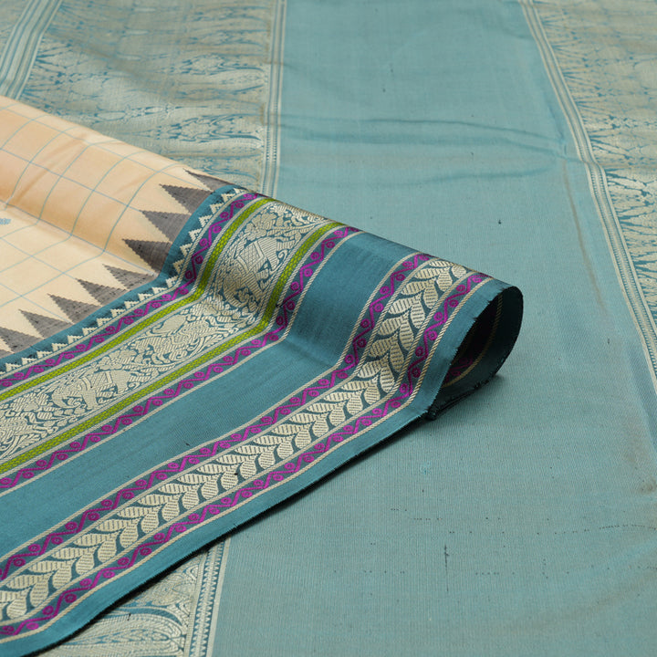 Hayagrivas Handloom Sandal Kanjivaram Silk Saree with Bluish-Grey Border KBE2174A5-1