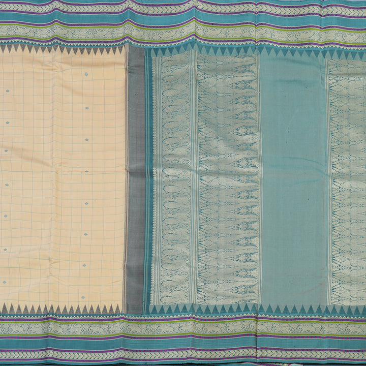 Hayagrivas Handloom Sandal Kanjivaram Silk Saree with Bluish-Grey Border KBE2174A5-1