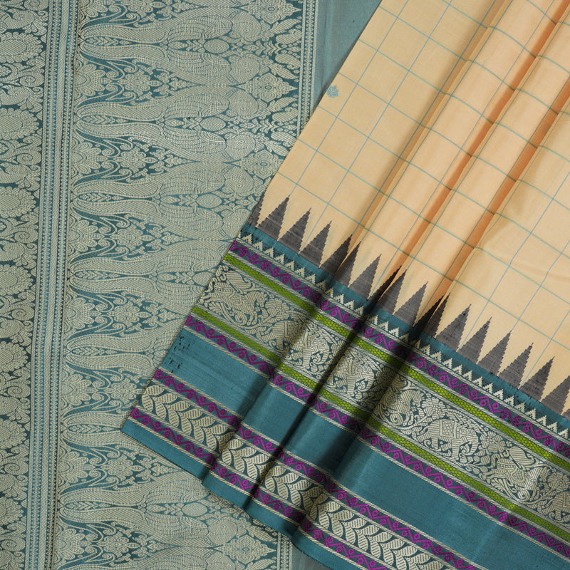 Hayagrivas Handloom Sandal Kanjivaram Silk Saree with Bluish-Grey Border KBE2174A5-1