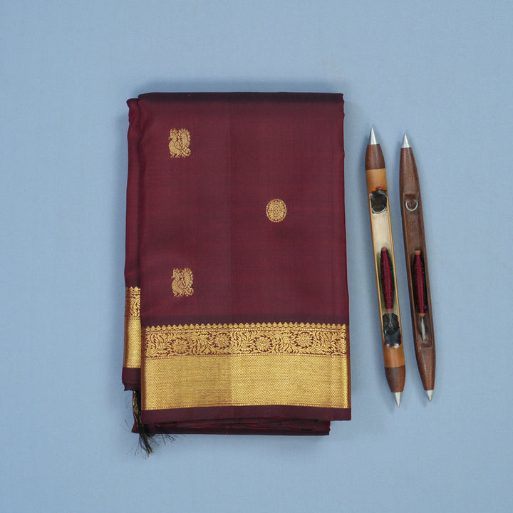Hayagrivas Handloom Araku Maroon Kanjivaram Silk Saree KBE2176A2-1