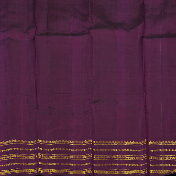 Hayagrivas Handloom Lemon Yellow Kanjivaram Silk Saree with Purple Border KBE2178A3-1