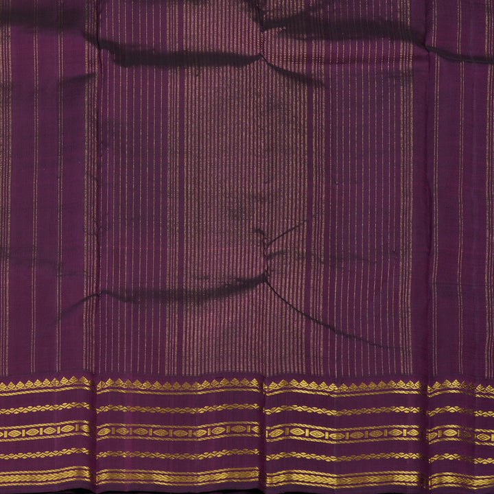 Hayagrivas Handloom Lemon Yellow Kanjivaram Silk Saree with Purple Border KBE2178A3-1