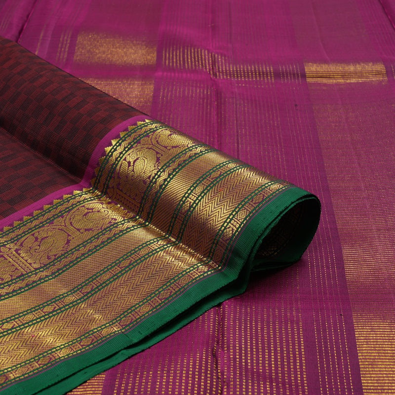 Hayagrivas Handloom Dark Maroon Kanjivaram Silk Saree with Wine Purple Border KBE2179A13-4