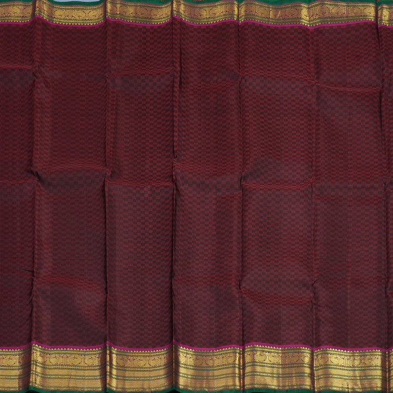 Hayagrivas Handloom Dark Maroon Kanjivaram Silk Saree with Wine Purple Border KBE2179A13-4