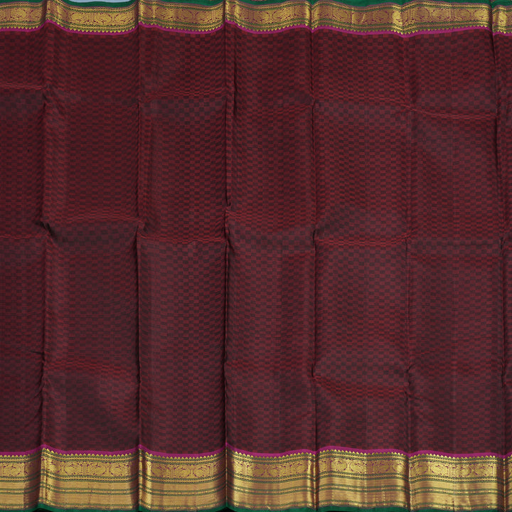 Hayagrivas Handloom Dark Maroon Kanjivaram Silk Saree with Wine Purple Border KBE2179A13-4