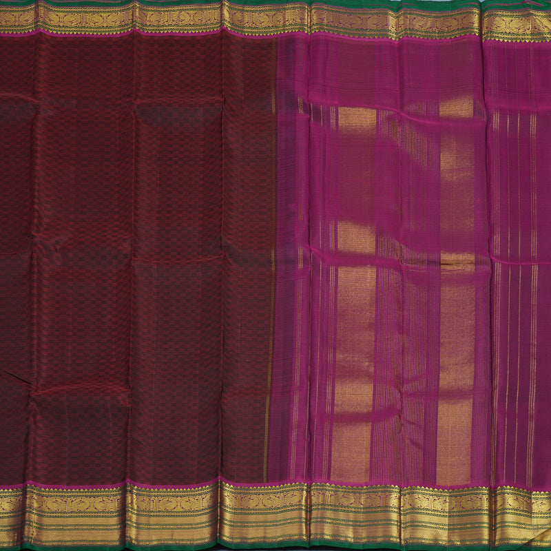 Hayagrivas Handloom Dark Maroon Kanjivaram Silk Saree with Wine Purple Border KBE2179A13-4