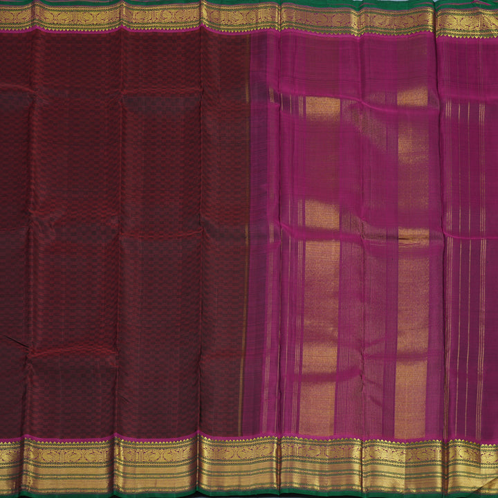 Hayagrivas Handloom Dark Maroon Kanjivaram Silk Saree with Wine Purple Border KBE2179A13-4