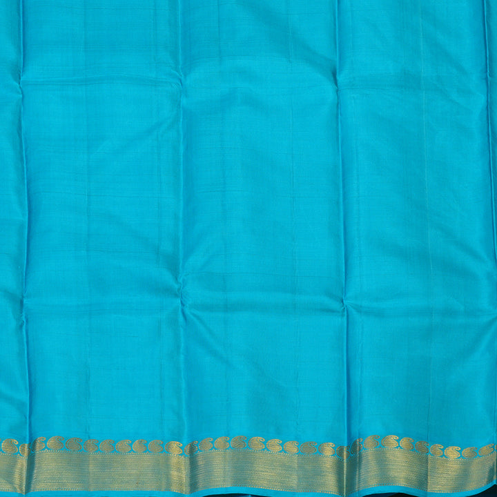 Hayagrivas Handloom Lime Green Kanjivaram Silk Saree with Sky Blue Border KBE2179A15-2