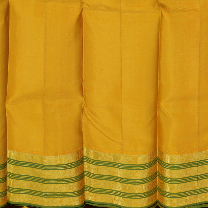 Hayagrivas Handloom Black Kanjivaram Silk Saree with Sampanga Yellow Border KBE2179A16-1