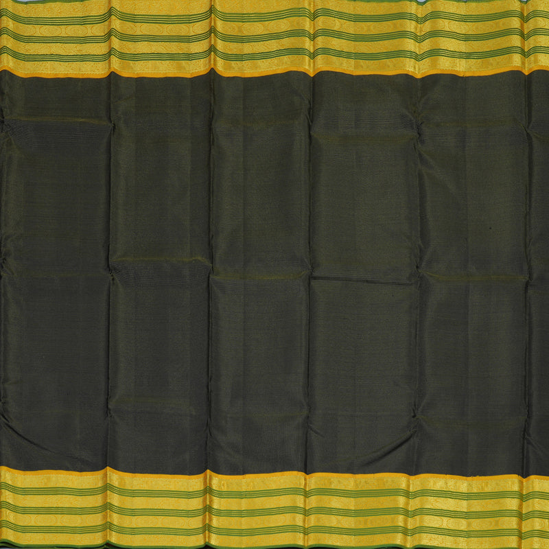 Hayagrivas Handloom Black Kanjivaram Silk Saree with Sampanga Yellow Border KBE2179A16-1