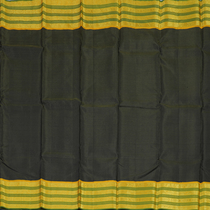 Hayagrivas Handloom Black Kanjivaram Silk Saree with Sampanga Yellow Border KBE2179A16-1