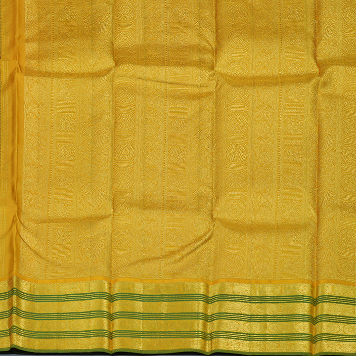 Hayagrivas Handloom Black Kanjivaram Silk Saree with Sampanga Yellow Border KBE2179A16-1