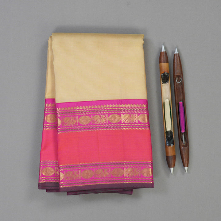 Hayagrivas Handloom Sandal Kanjivaram Silk Saree with Rani Pink Border KBE2179A2-4