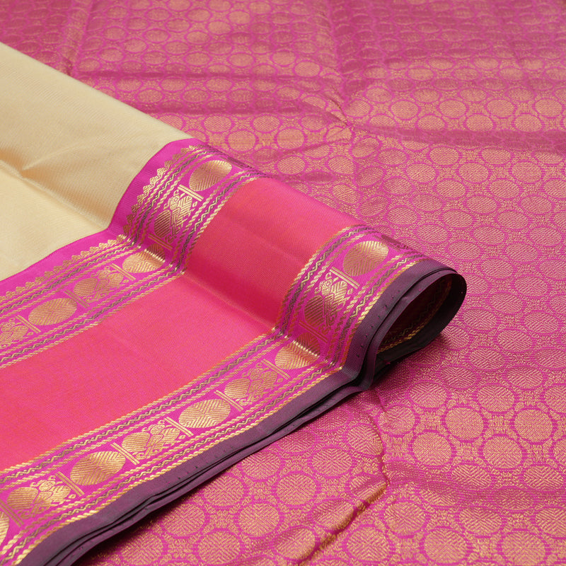 Hayagrivas Handloom Sandal Kanjivaram Silk Saree with Rani Pink Border KBE2179A2-4