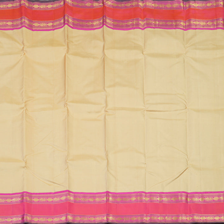 Hayagrivas Handloom Sandal Kanjivaram Silk Saree with Rani Pink Border KBE2179A2-4