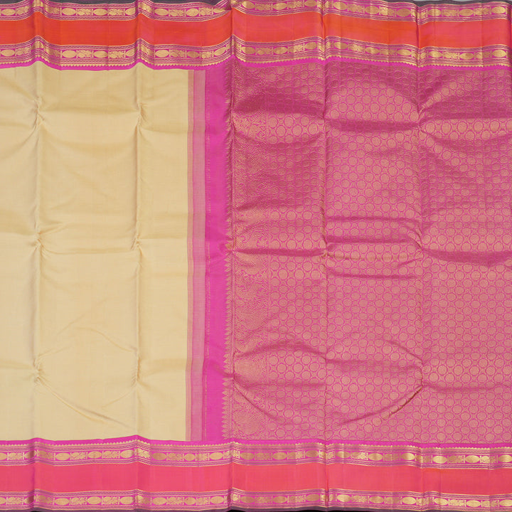 Hayagrivas Handloom Sandal Kanjivaram Silk Saree with Rani Pink Border KBE2179A2-4