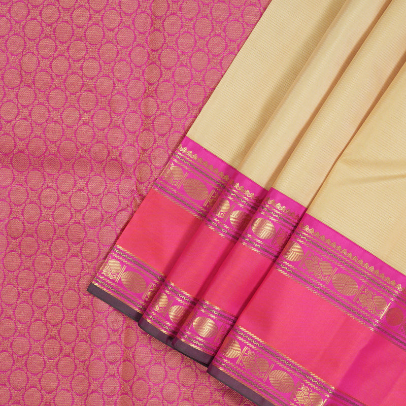 Hayagrivas Handloom Sandal Kanjivaram Silk Saree with Rani Pink Border KBE2179A2-4