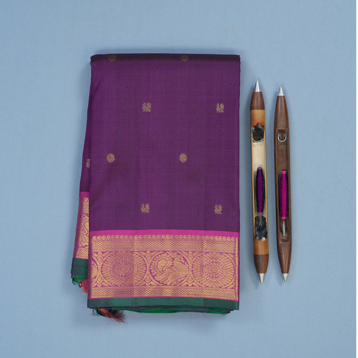 Hayagrivas Handloom Purple Kanjivaram Silk Saree KBE2179A7-3