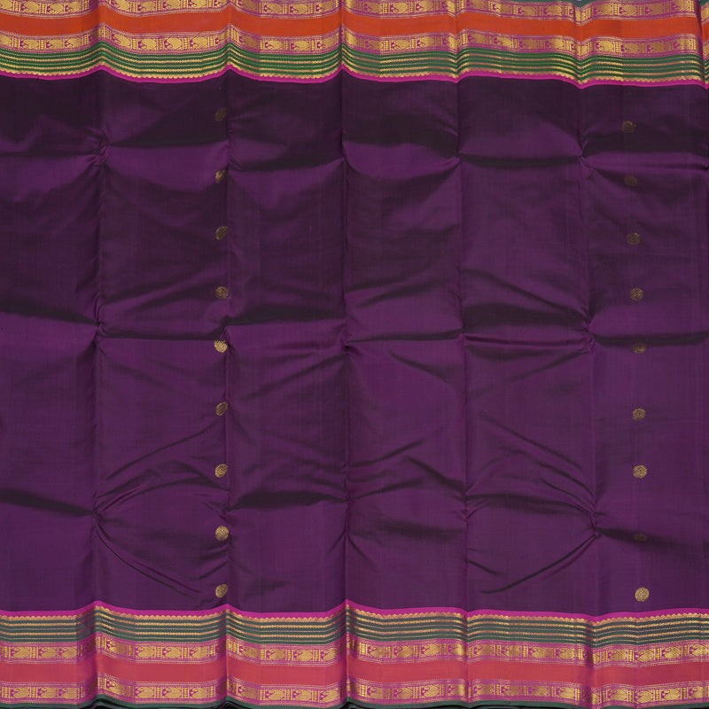 Hayagrivas Handloom Violet Kanjivaram Silk Saree with Magenta Border KBE2179A8-2