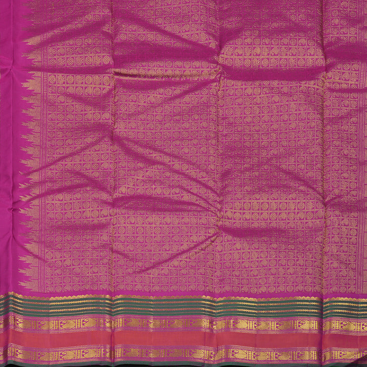 Hayagrivas Handloom Violet Kanjivaram Silk Saree with Magenta Border KBE2179A8-2