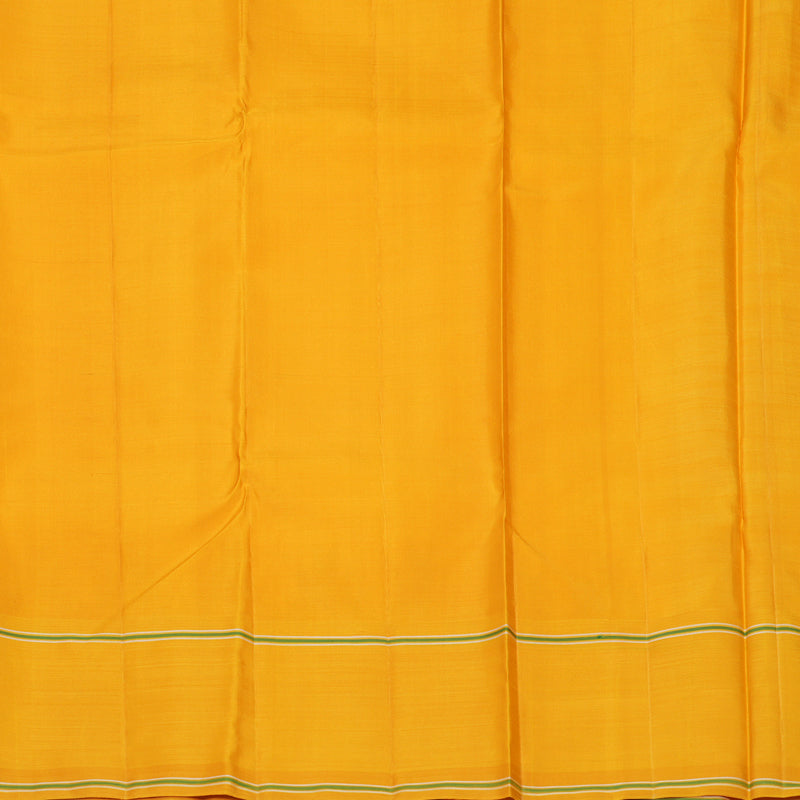Hayagrivas Handloom Half-White Kanjivaram Silk Saree with Mustard Yellow Border KBE2179A9-2