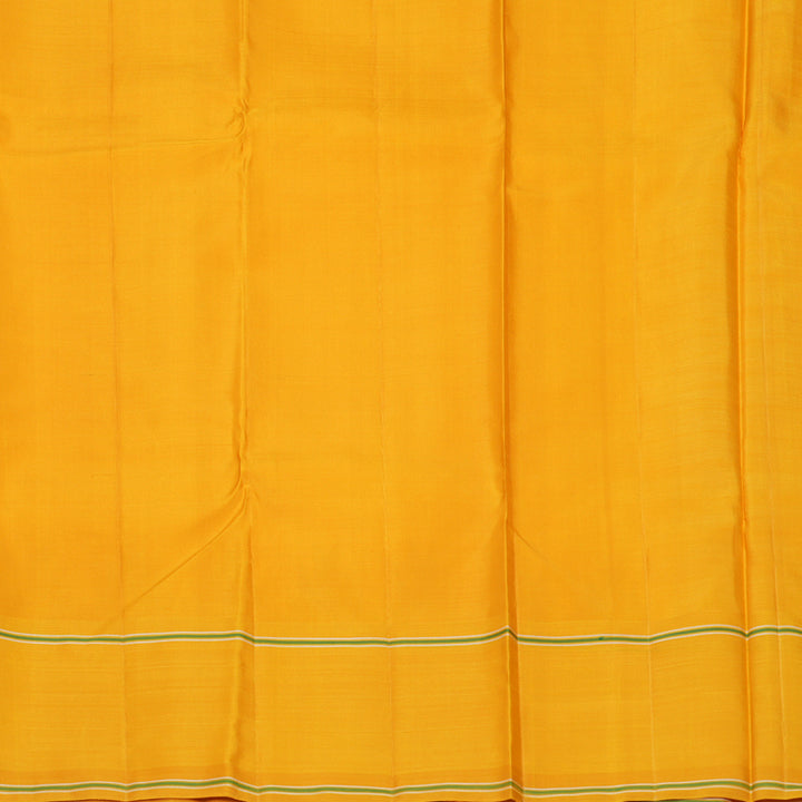 Hayagrivas Handloom Half-White Kanjivaram Silk Saree with Mustard Yellow Border KBE2179A9-2