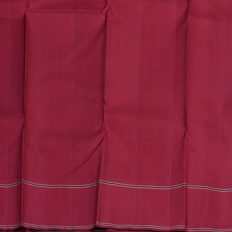 Hayagrivas Handloom Yellow & White Stripes Kanjivaram Silk Saree with Maroon Border KBE2179A9-3