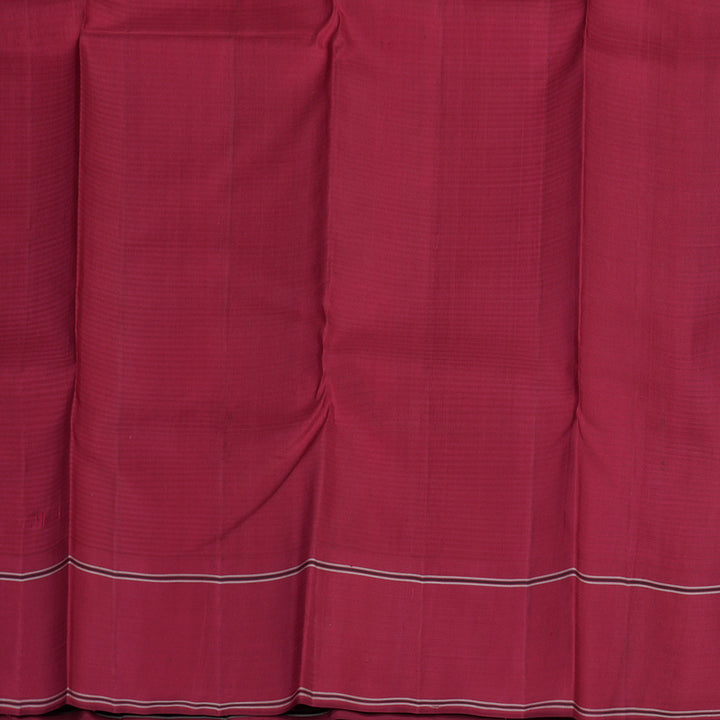 Hayagrivas Handloom Yellow & White Stripes Kanjivaram Silk Saree with Maroon Border KBE2179A9-3