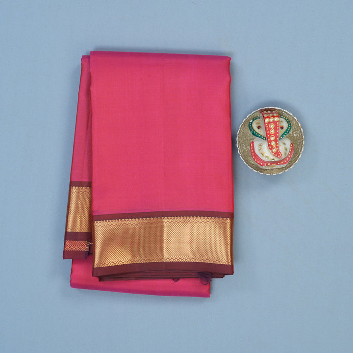 Hayagrivas Handloom Pink Kanjivaram Silk Saree with Maroon Border KBE2180A1-1