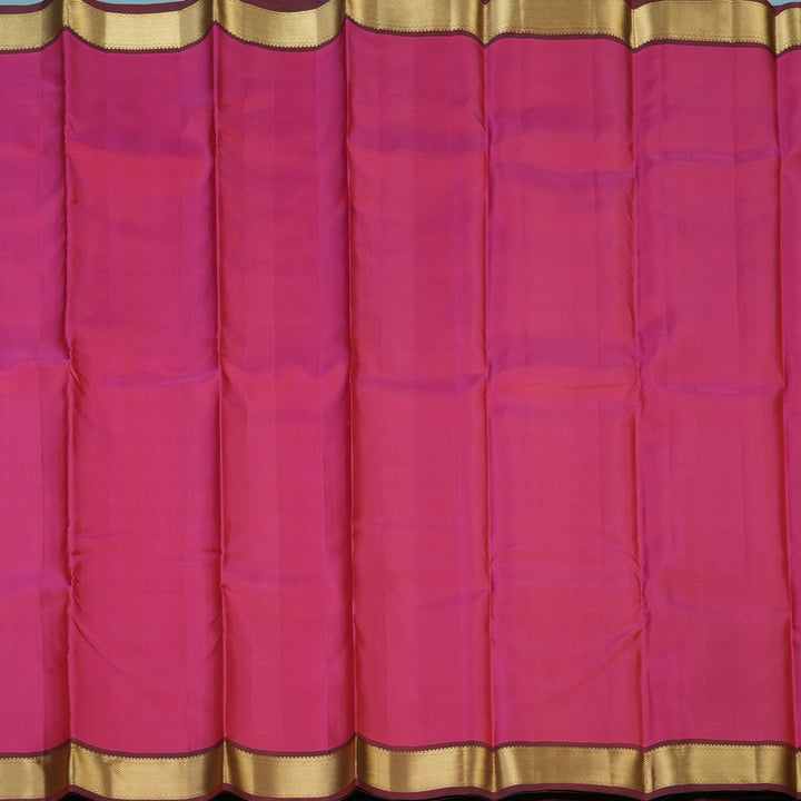 Hayagrivas Handloom Pink Kanjivaram Silk Saree with Maroon Border KBE2180A1-1