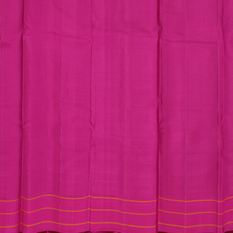 Hayagrivas Handloom Dark Green Kanjivaram Silk Saree with Pink Border KBE2180A10-2