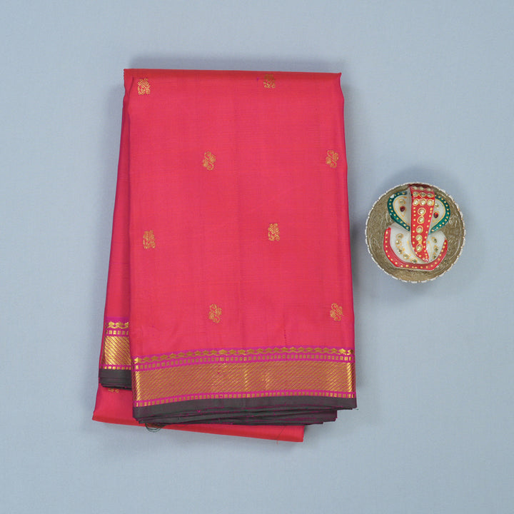 Hayagrivas Handloom Pink Kanjivaram Silk Saree with Magenta Border KBE2180A9-1