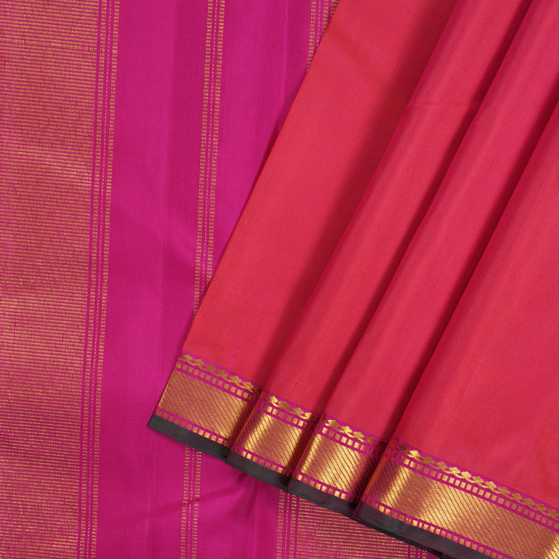 Hayagrivas Handloom Pink Kanjivaram Silk Saree with Magenta Border KBE2180A9-1