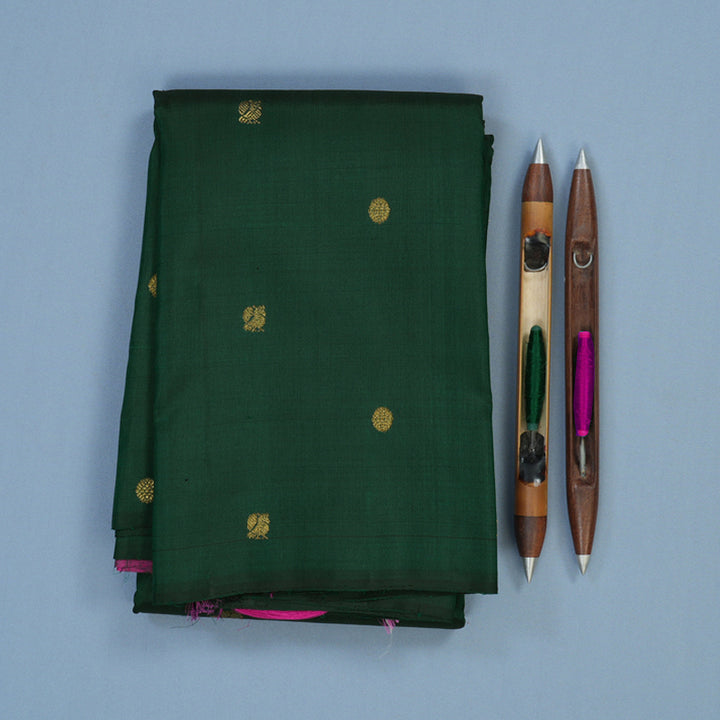 Hayagrivas Handloom Bottle Green Kanjivaram Silk Saree KBE2181A2-2