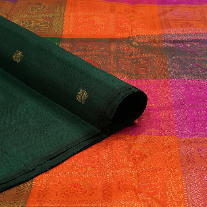Hayagrivas Handloom Bottle Green Kanjivaram Silk Saree KBE2181A2-2