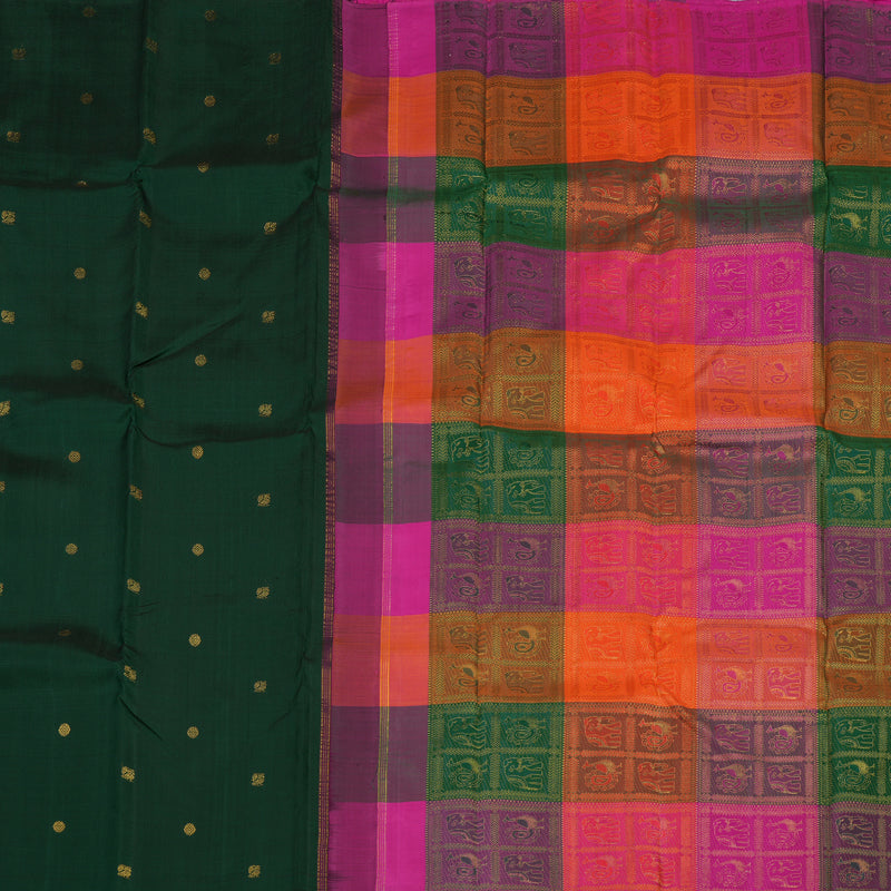Hayagrivas Handloom Bottle Green Kanjivaram Silk Saree KBE2181A2-2