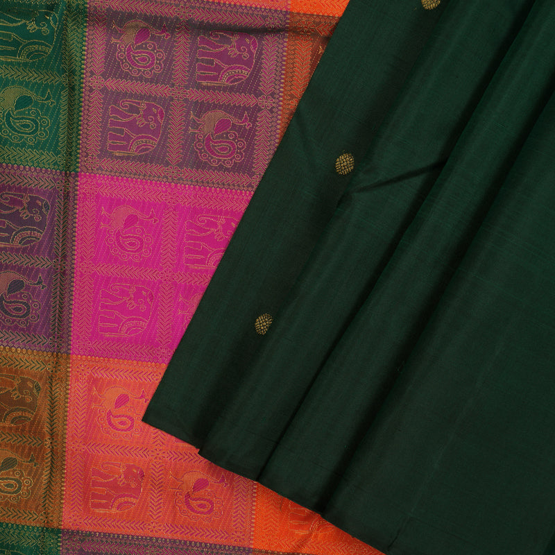 Hayagrivas Handloom Bottle Green Kanjivaram Silk Saree KBE2181A2-2