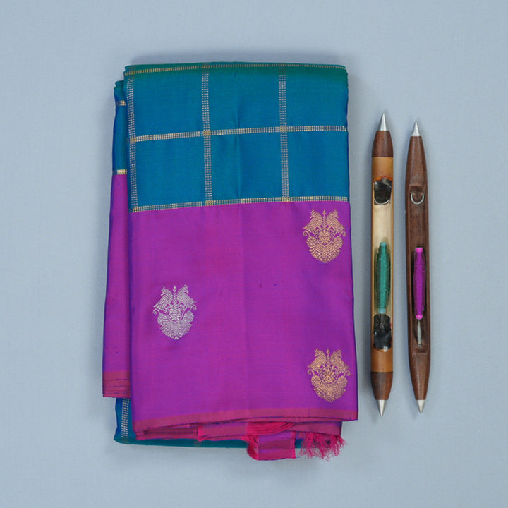 Hayagrivas Handloom Mayilkazhuthu Kanjivaram Silk Saree with Purple Border KBE2182A11-1