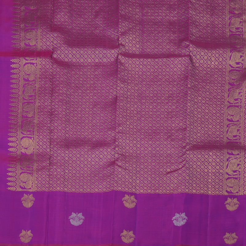 Hayagrivas Handloom Mayilkazhuthu Kanjivaram Silk Saree with Purple Border KBE2182A11-1