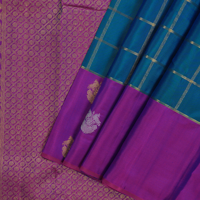 Hayagrivas Handloom Mayilkazhuthu Kanjivaram Silk Saree with Purple Border KBE2182A11-1