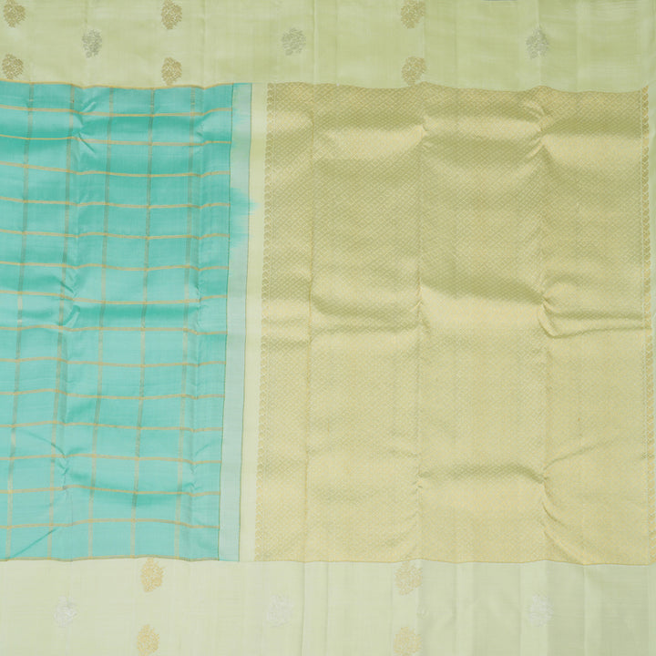 Hayagrivas Handloom Powder Blue Kanjivaram Silk Saree with Pista Green Border KBE2182A11-3