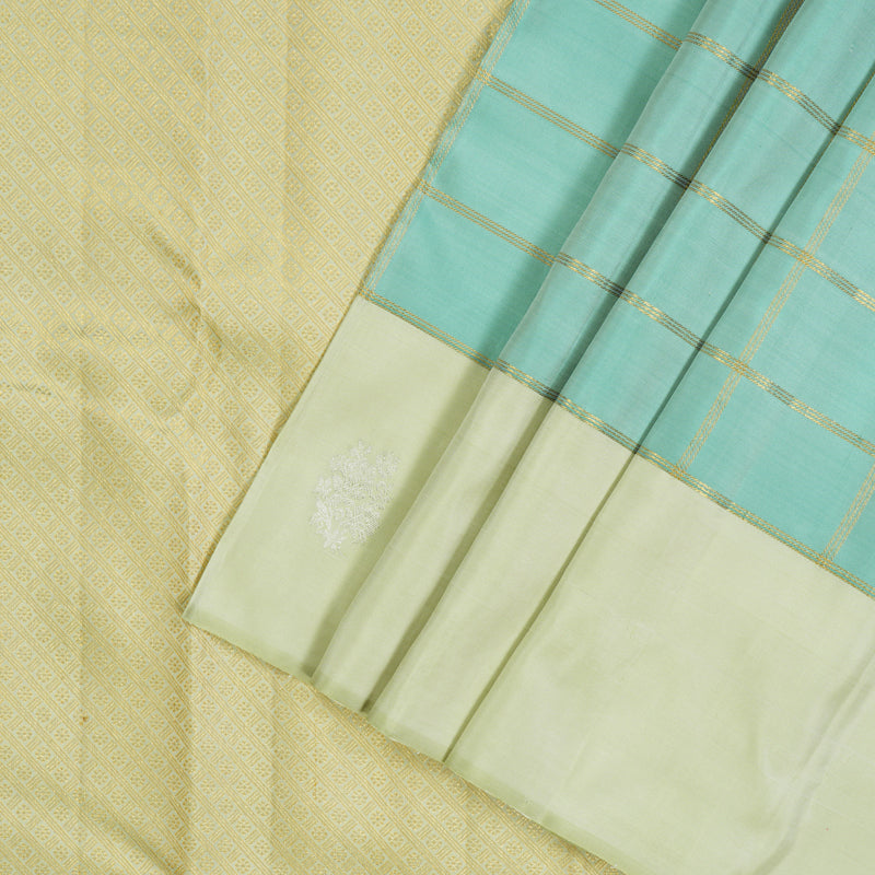 Hayagrivas Handloom Powder Blue Kanjivaram Silk Saree with Pista Green Border KBE2182A11-3