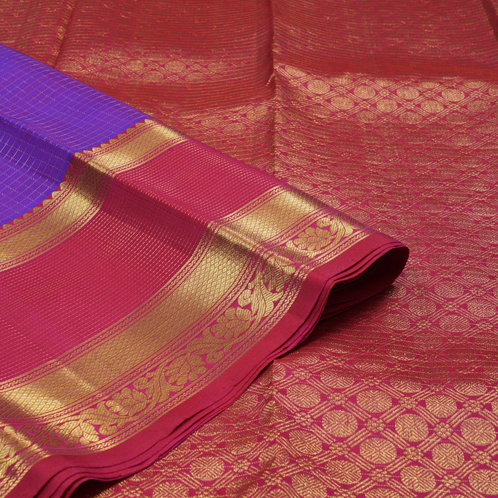 Hayagrivas Handloom Purple Kanjivaram Silk Saree with Pink Border KBE2182A12-3