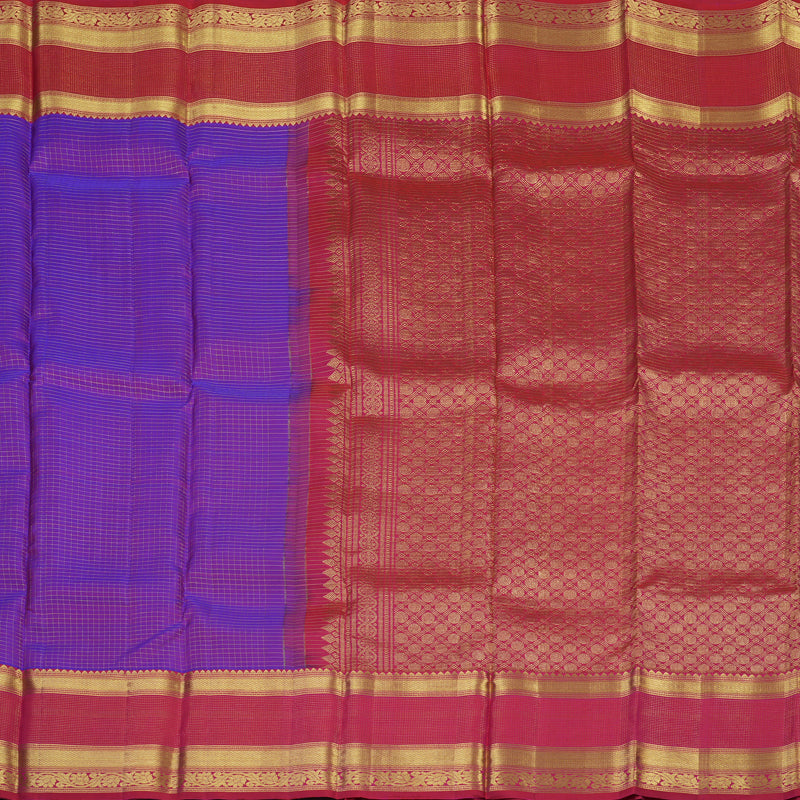 Hayagrivas Handloom Purple Kanjivaram Silk Saree with Pink Border KBE2182A12-3