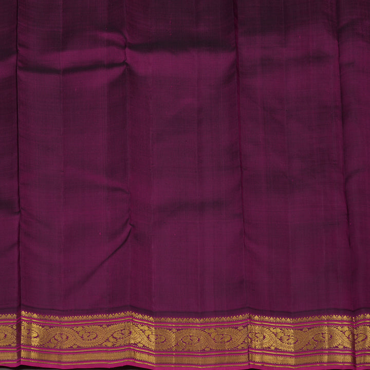 Hayagrivas Handloom Parrot Green Kanjivaram Silk Saree with Purple Border KBE2183A1-1