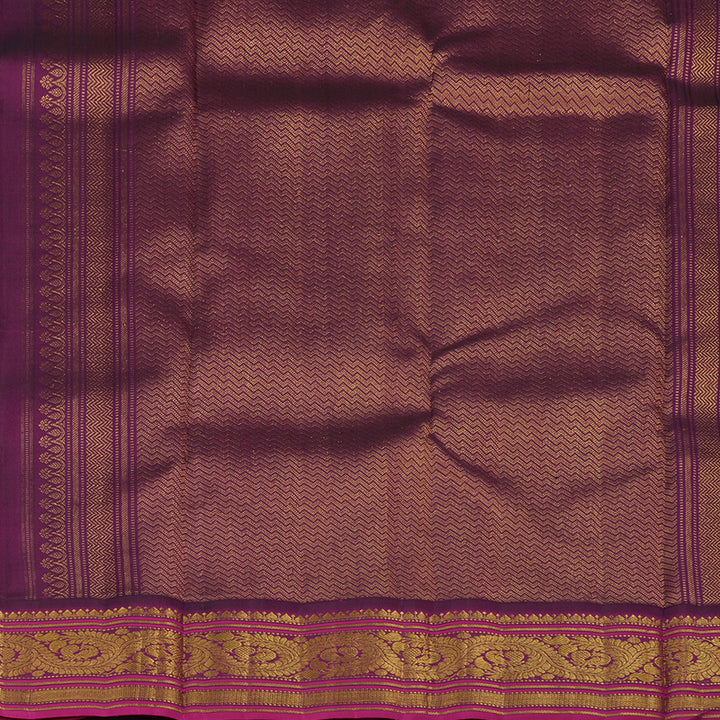 Hayagrivas Handloom Parrot Green Kanjivaram Silk Saree with Purple Border KBE2183A1-1
