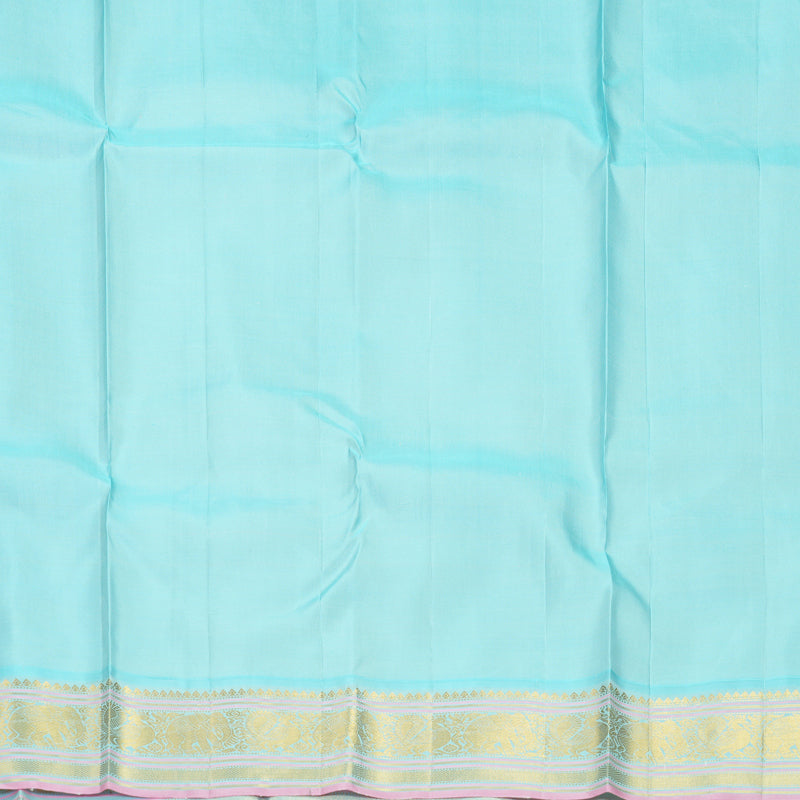 Hayagrivas Handloom Dark Green Kanjivaram Silk Saree with Ice Blue Border KBE2183A1-5